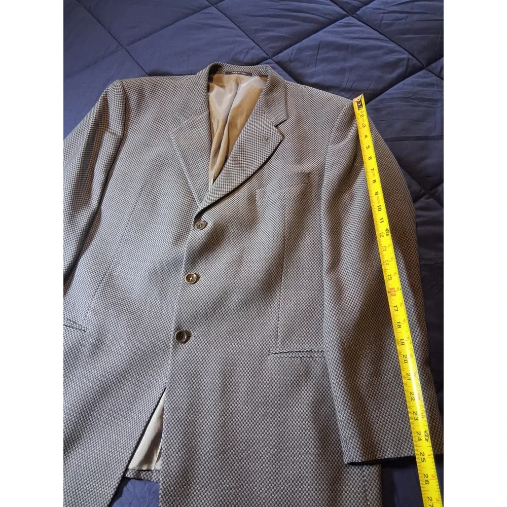 Armani Collezioni Mens Gray Micro Houndstooth‎ 3-Button Blazer Sport Coat Italy